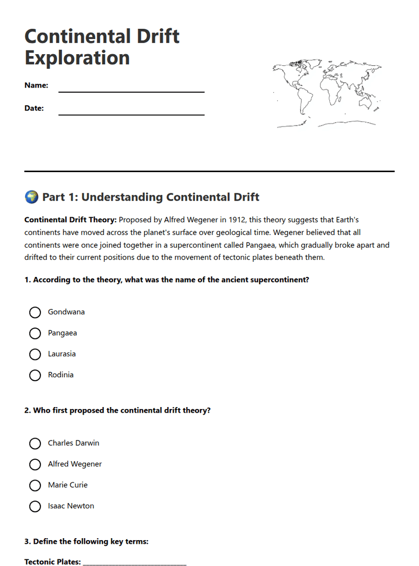 Continental Drift Exploration