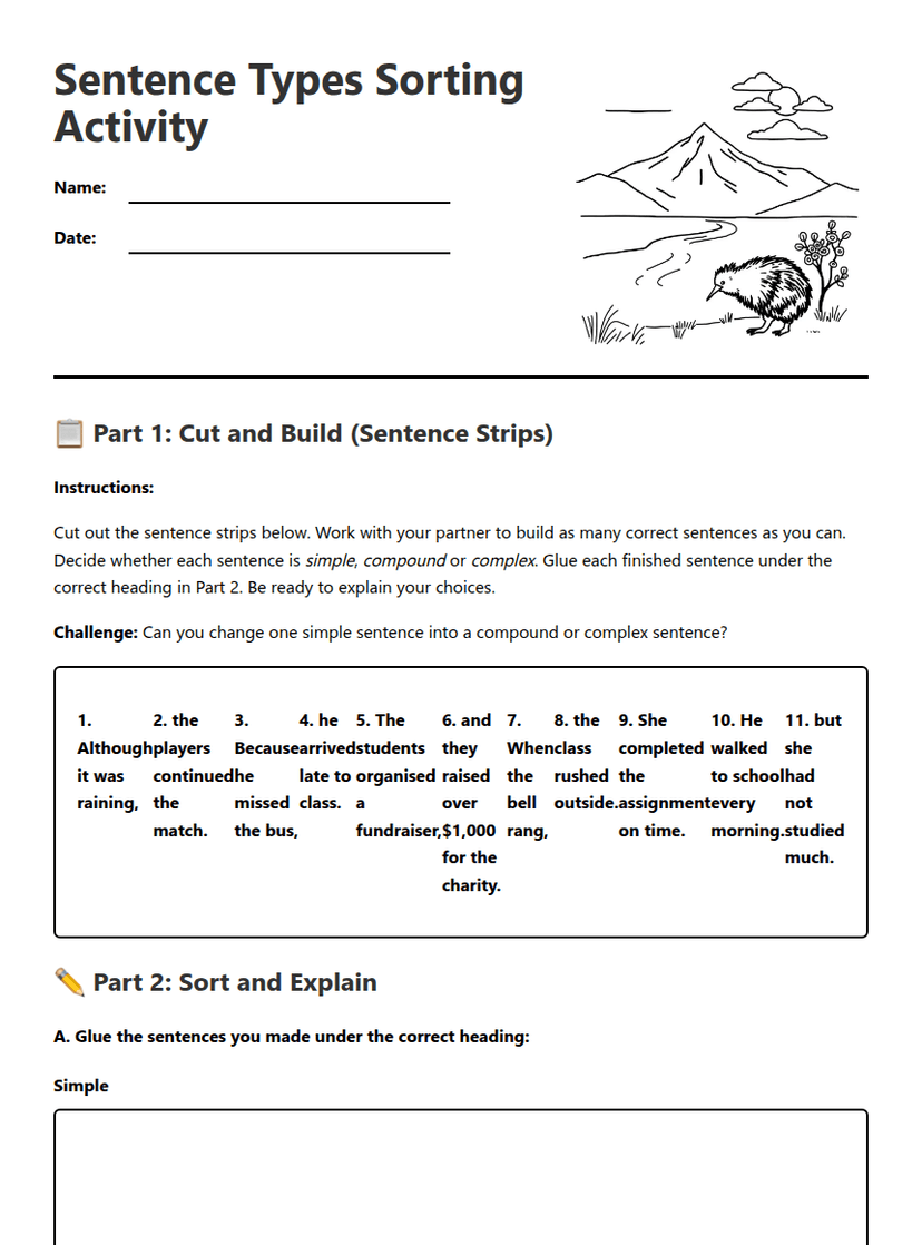Sentence Types Sorting Activity