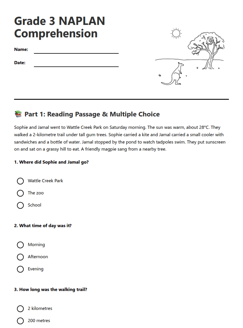 Grade 3 NAPLAN Comprehension