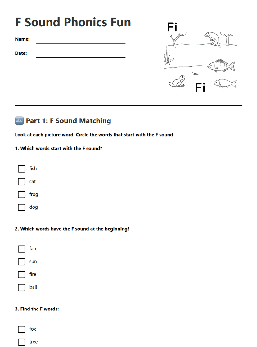 F Sound Phonics Fun