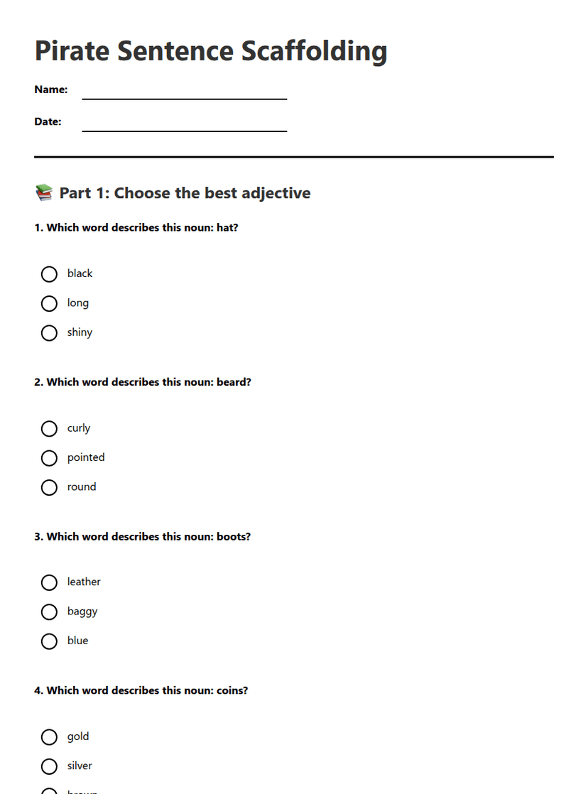 Pirate Sentence Scaffolding