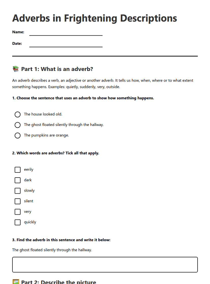 Adverbs in Frightening Descriptions