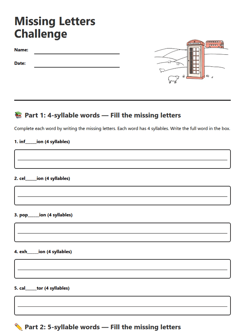 Missing Letters Challenge