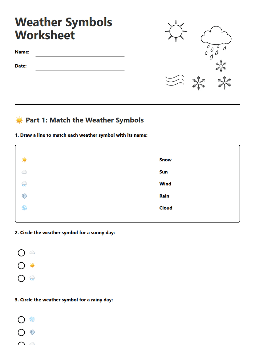 Weather Symbols Worksheet