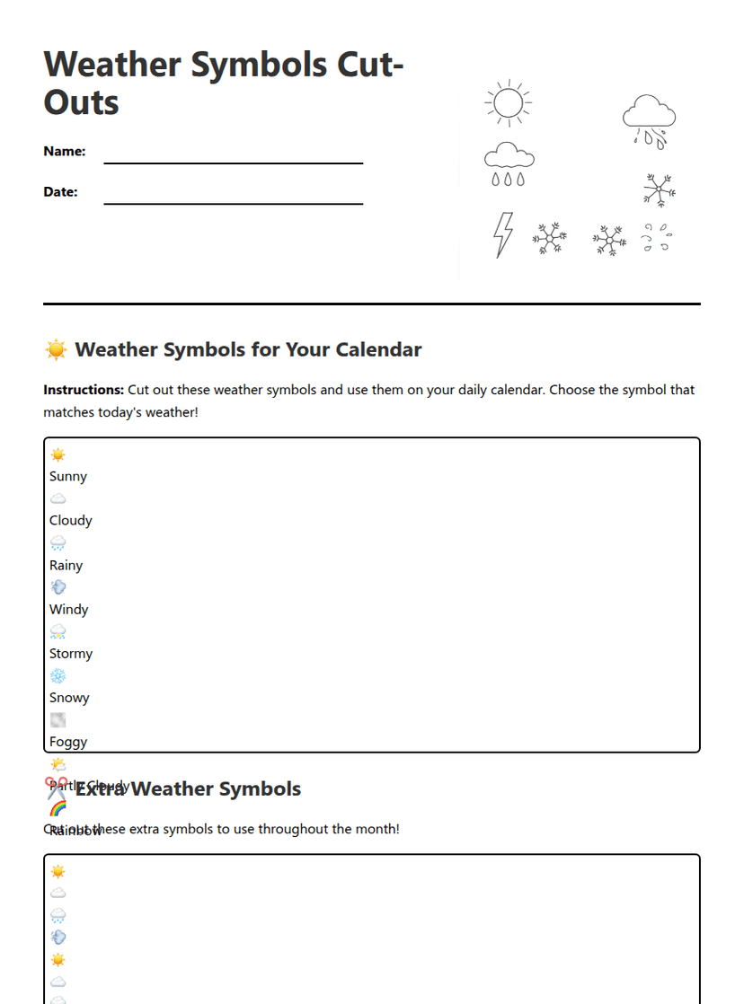 Weather Symbols Cut-Outs