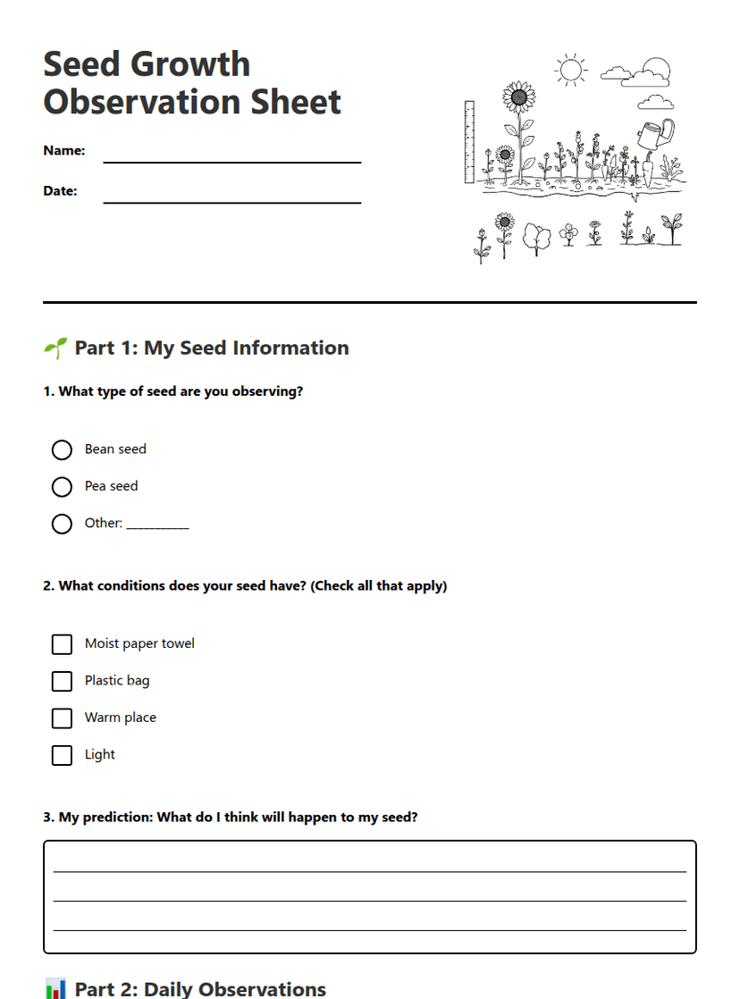 Seed Growth Observation Sheet