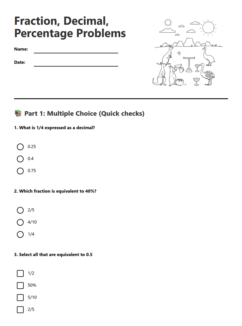 Fraction, Decimal, Percentage Problems
