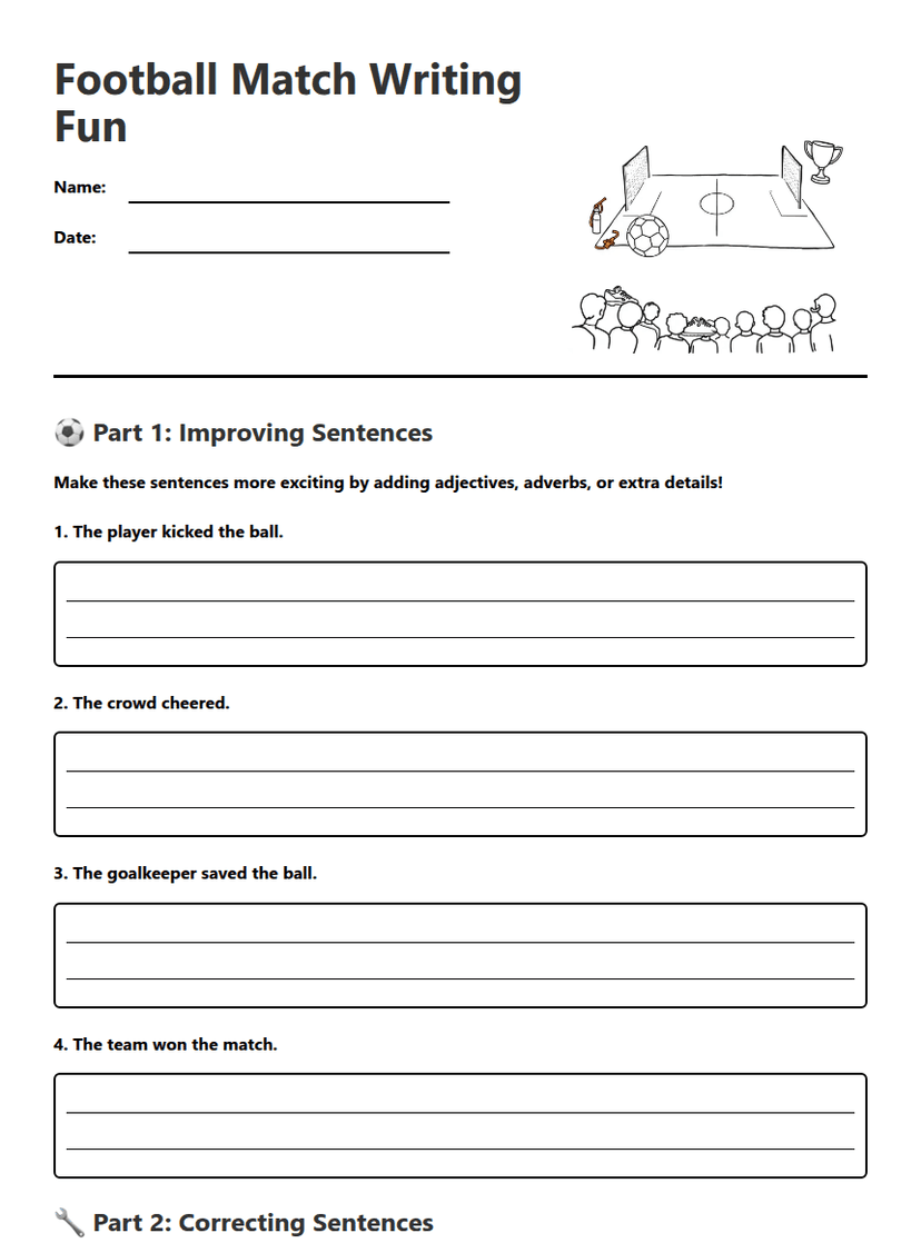 Football Match Writing Fun