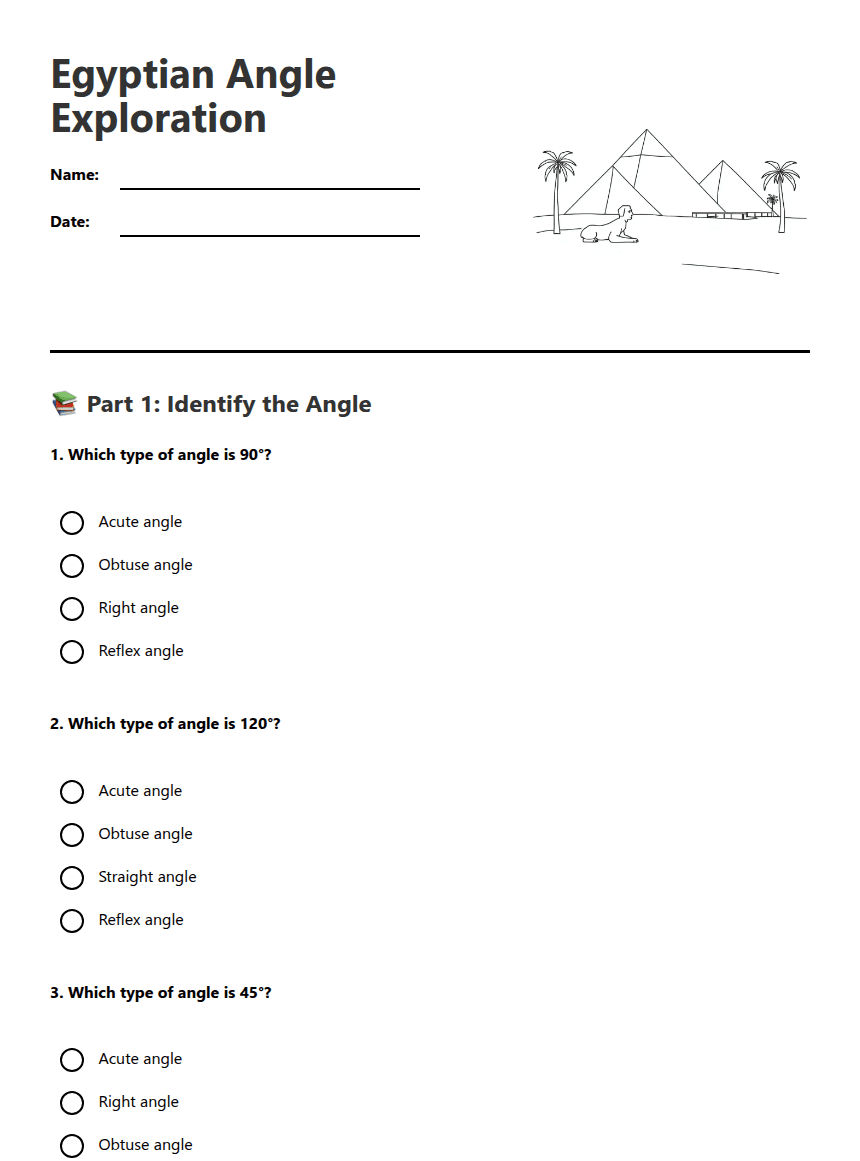 Egyptian Angle Exploration worksheet preview