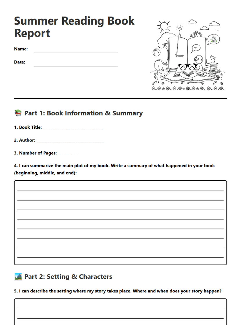Summer Reading Book Report