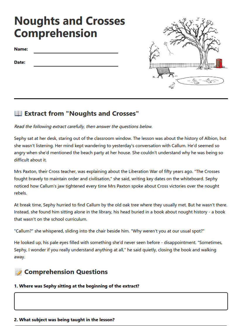 Noughts and Crosses Comprehension