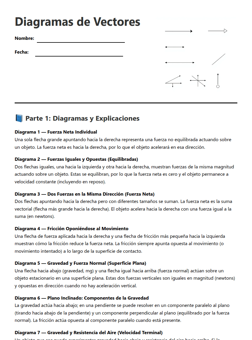 Diagramas de Vectores worksheet preview