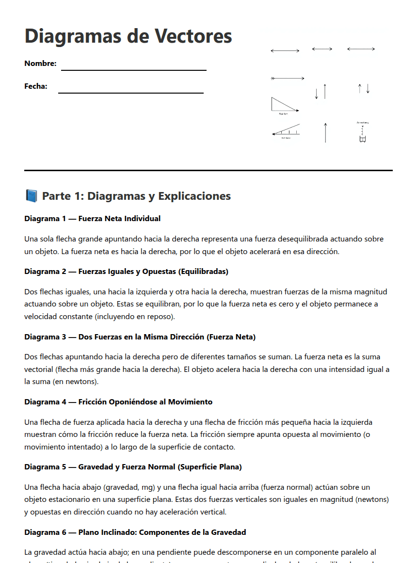 Diagramas de Vectores worksheet preview