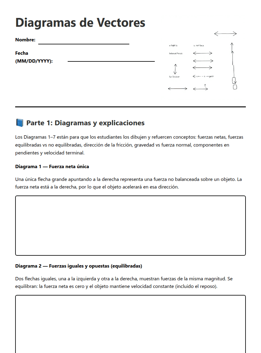 Diagramas de Vectores worksheet preview
