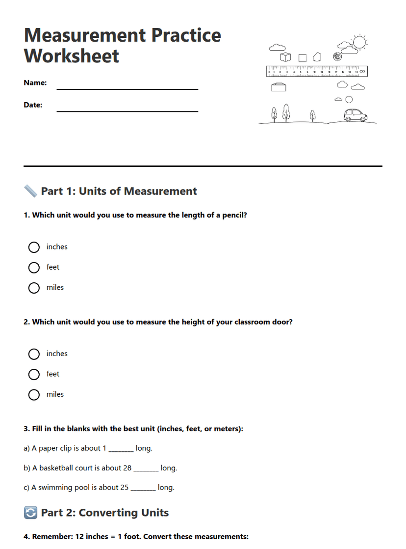 Measurement Practice Worksheet