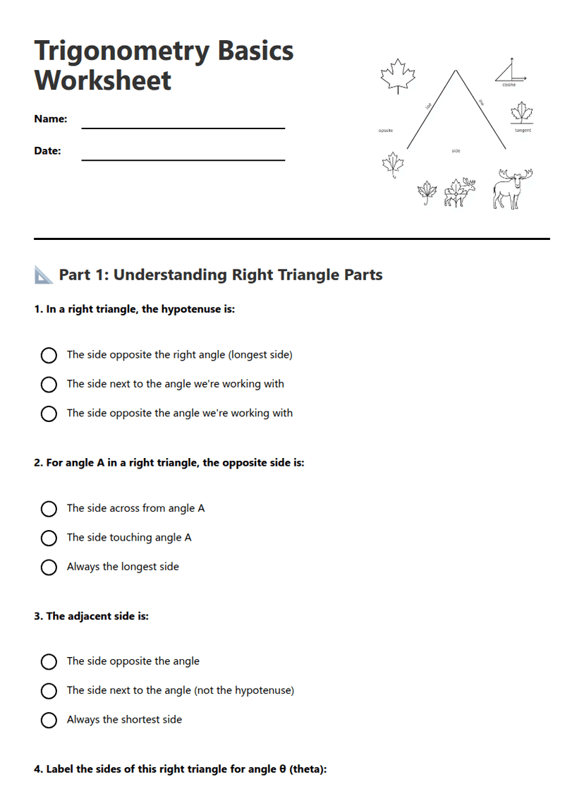 Trigonometry Basics Worksheet