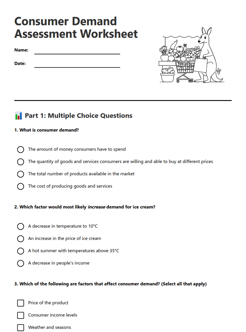 Consumer Demand Assessment Worksheet