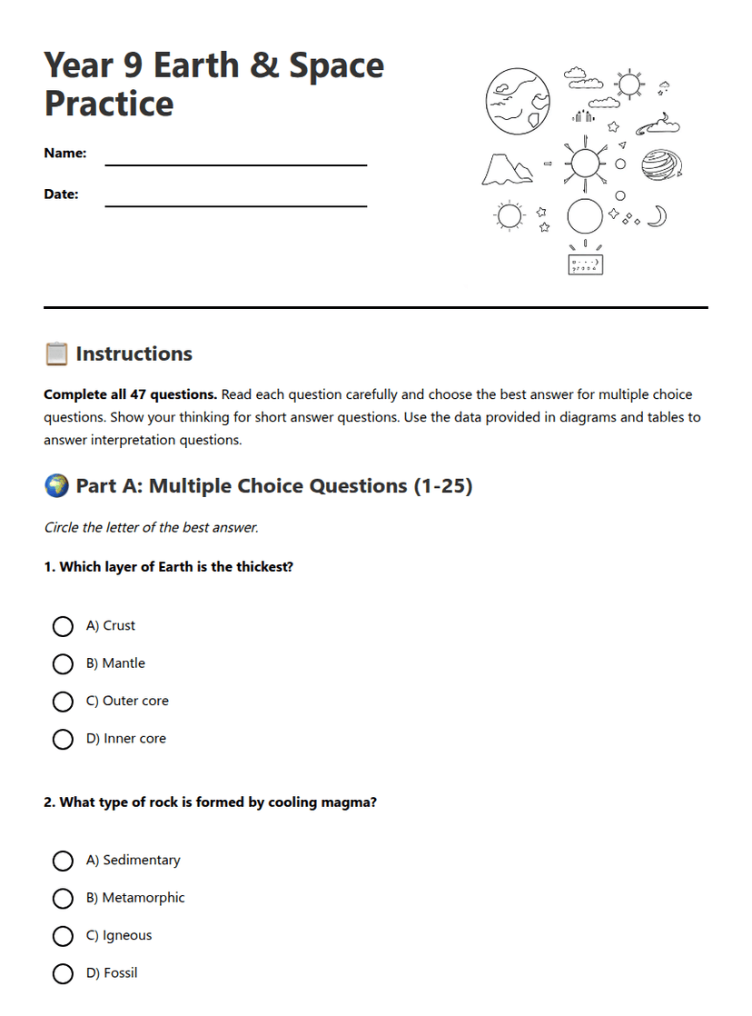 Year 9 Earth & Space Practice