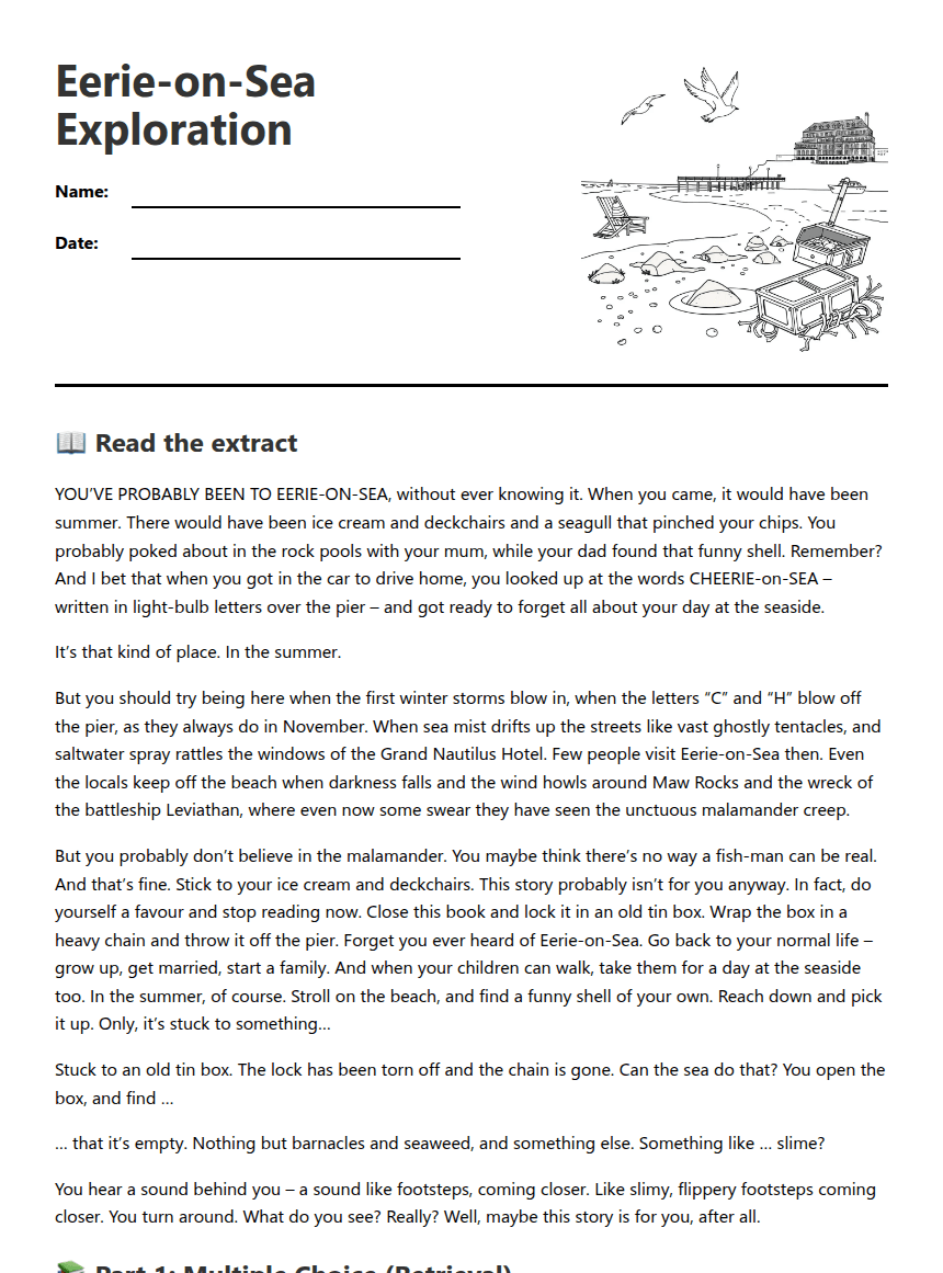 Eerie-on-Sea Exploration worksheet preview