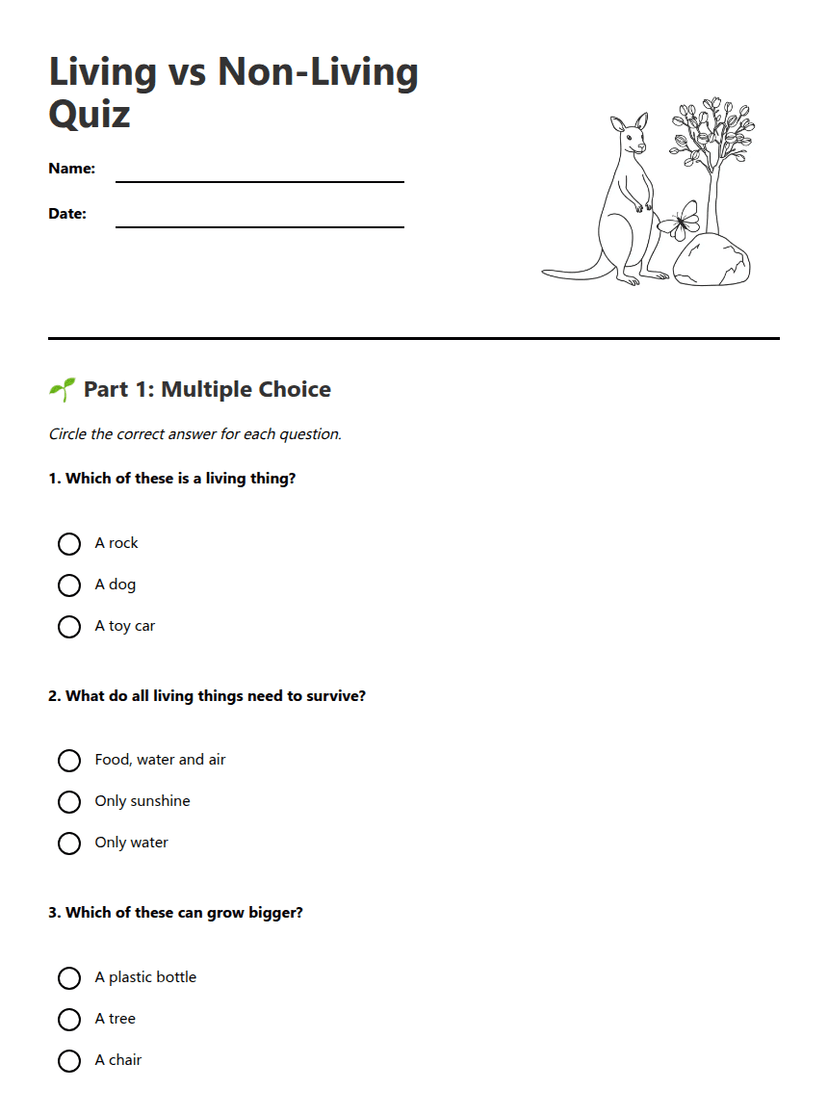 Living vs Non-Living Quiz