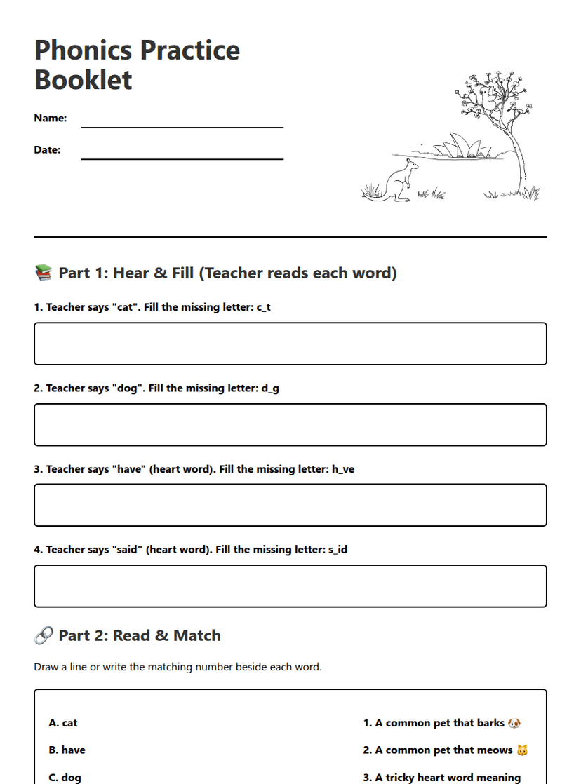 Phonics Practice Booklet