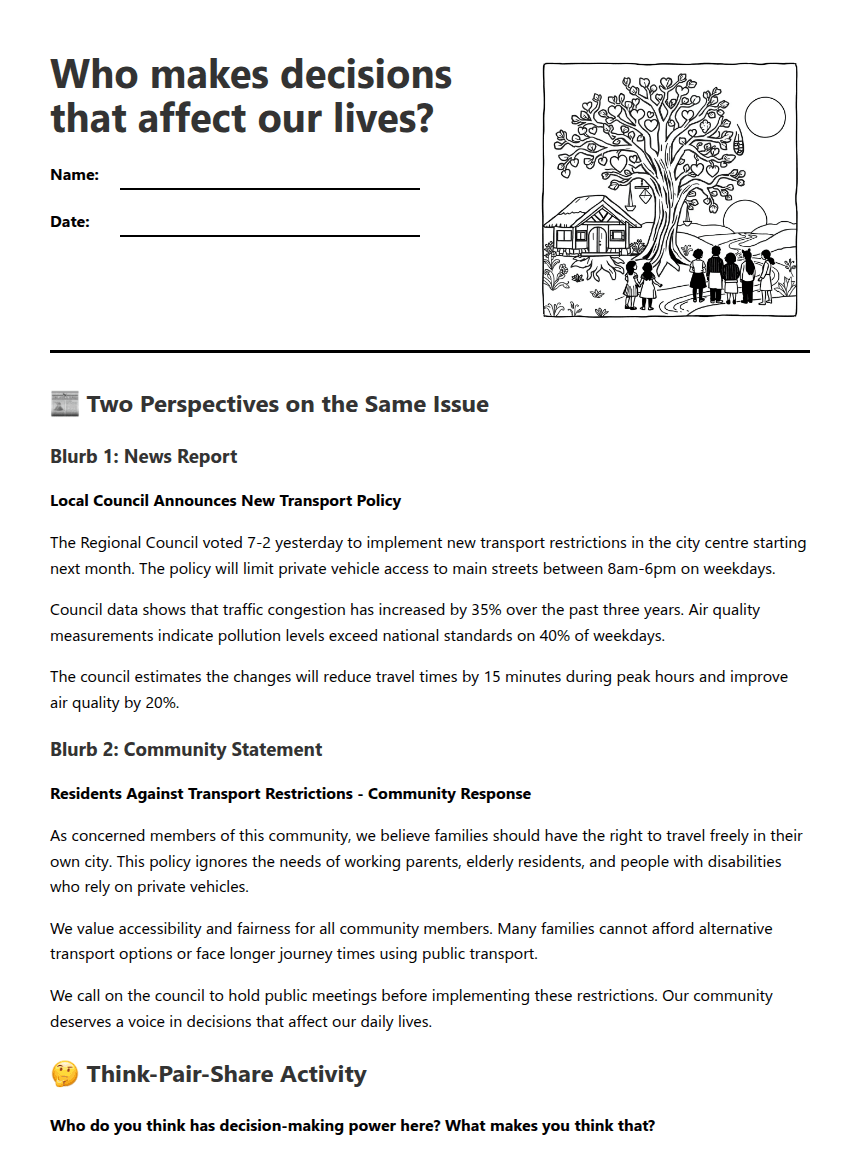 Decision-Making Perspectives Worksheet worksheet preview