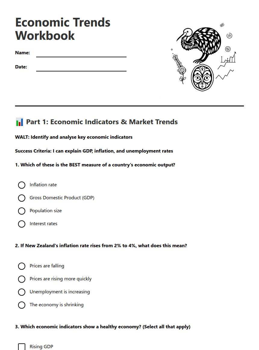 Economic Trends Workbook worksheet preview