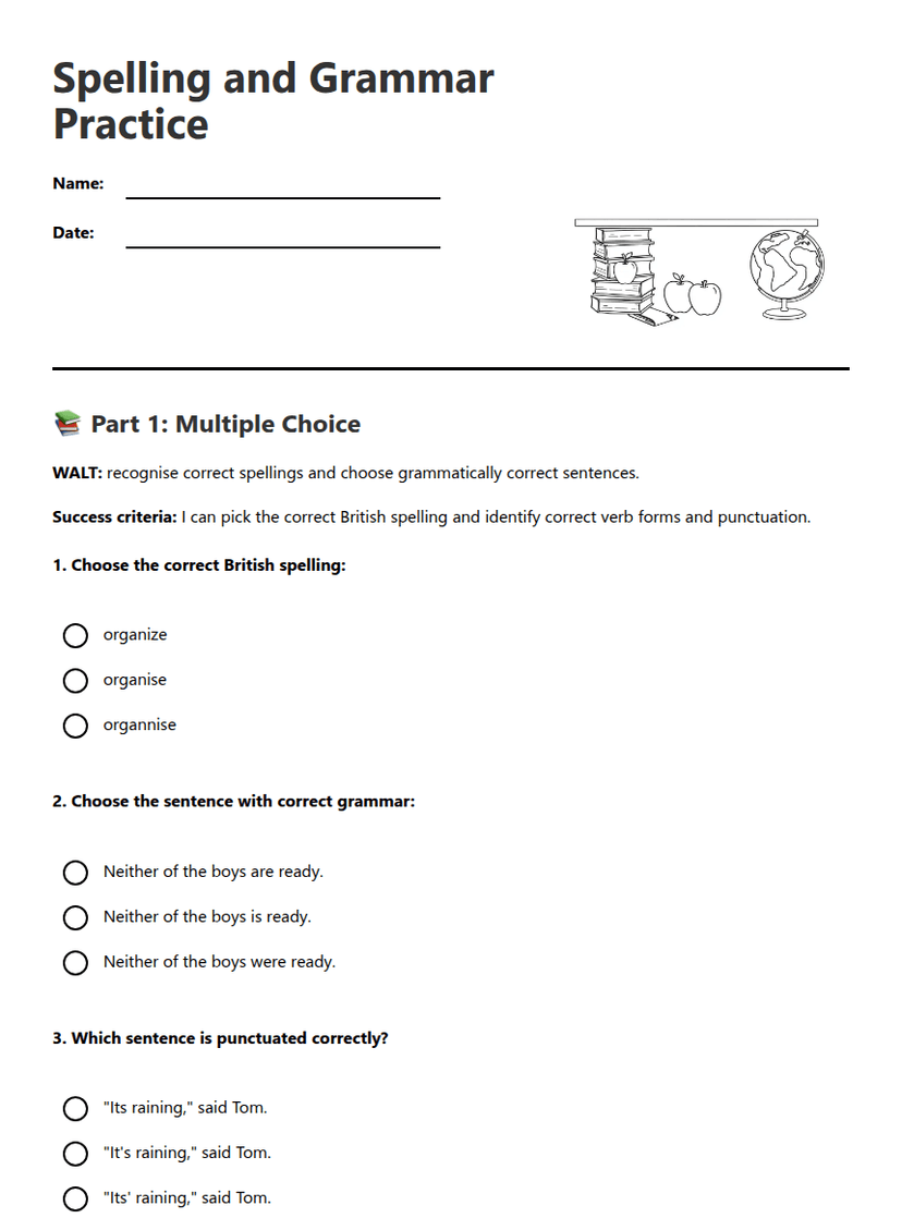 Spelling and Grammar Practice
