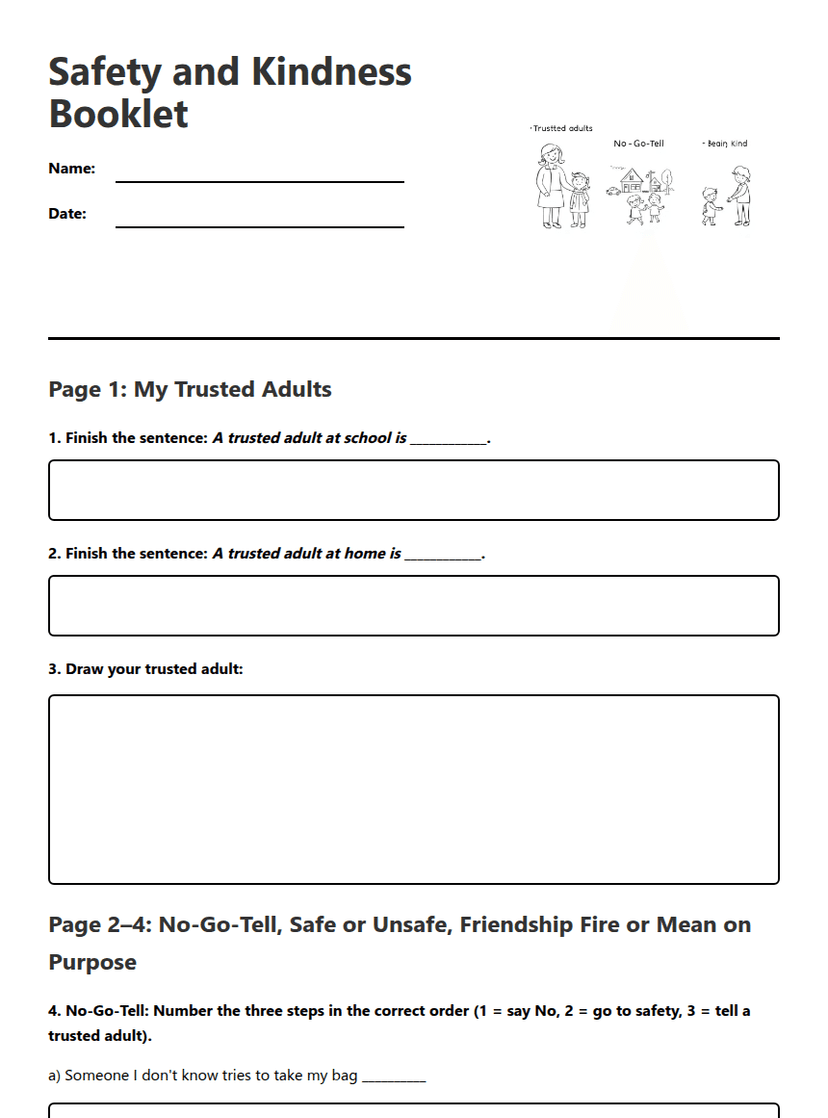 Safety and Kindness Booklet