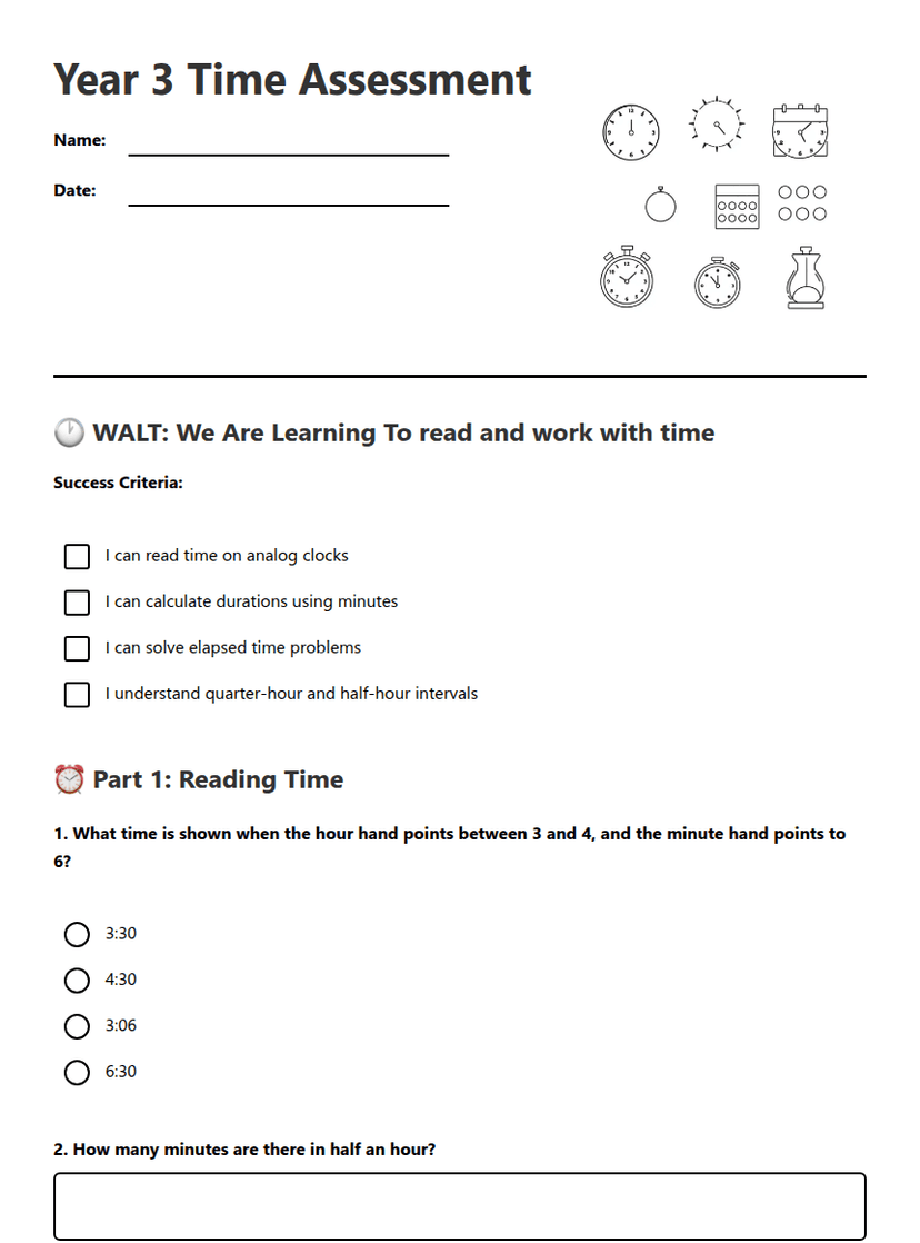 Year 3 Time Assessment