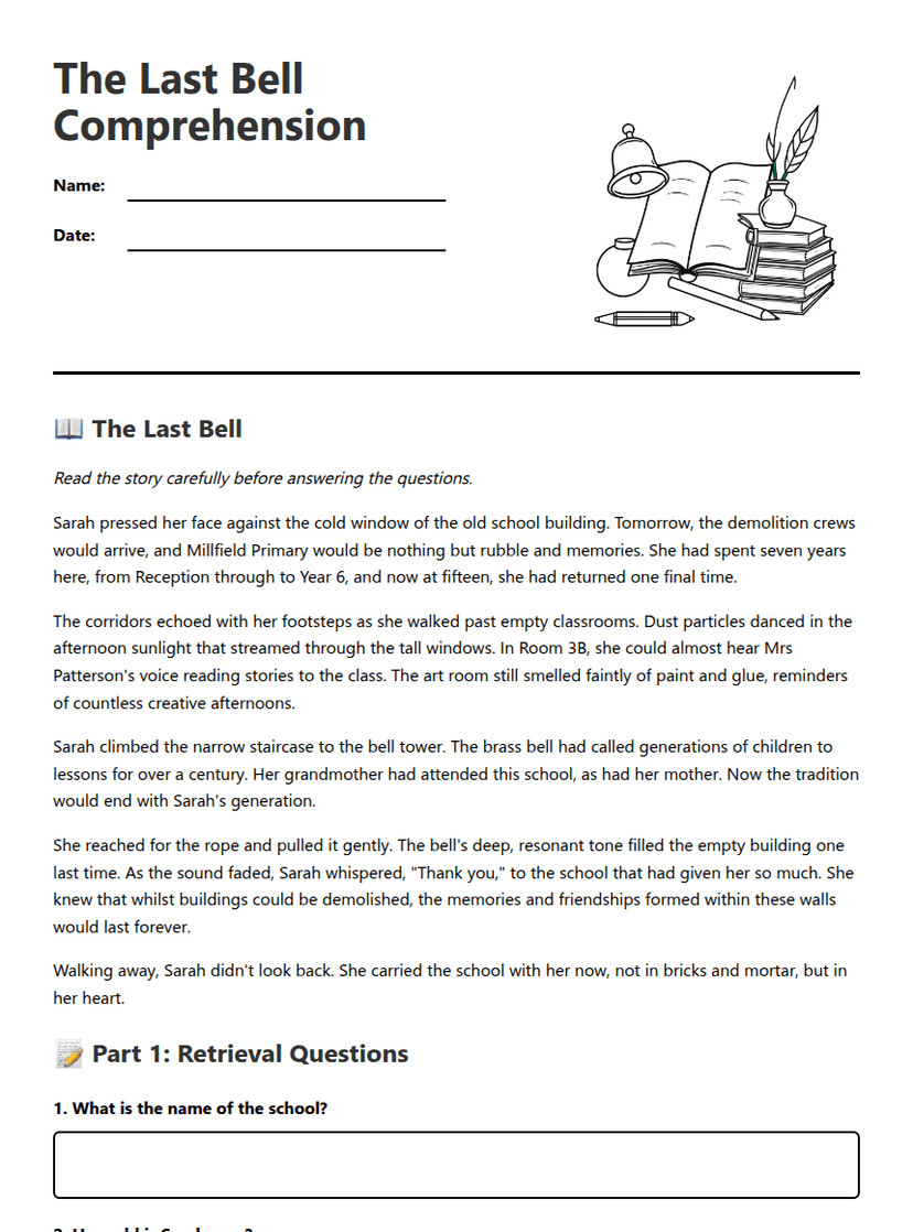 The Last Bell Comprehension