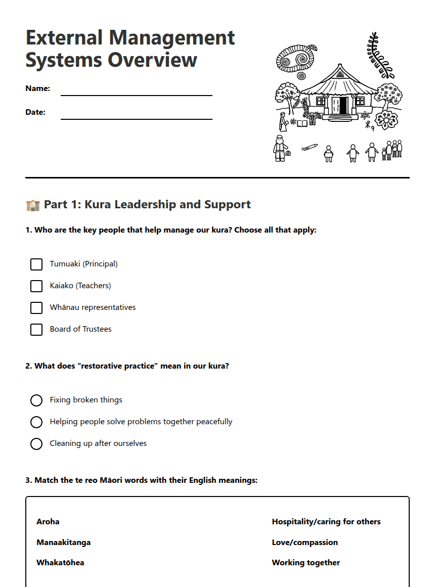 External Management Systems Overview worksheet preview