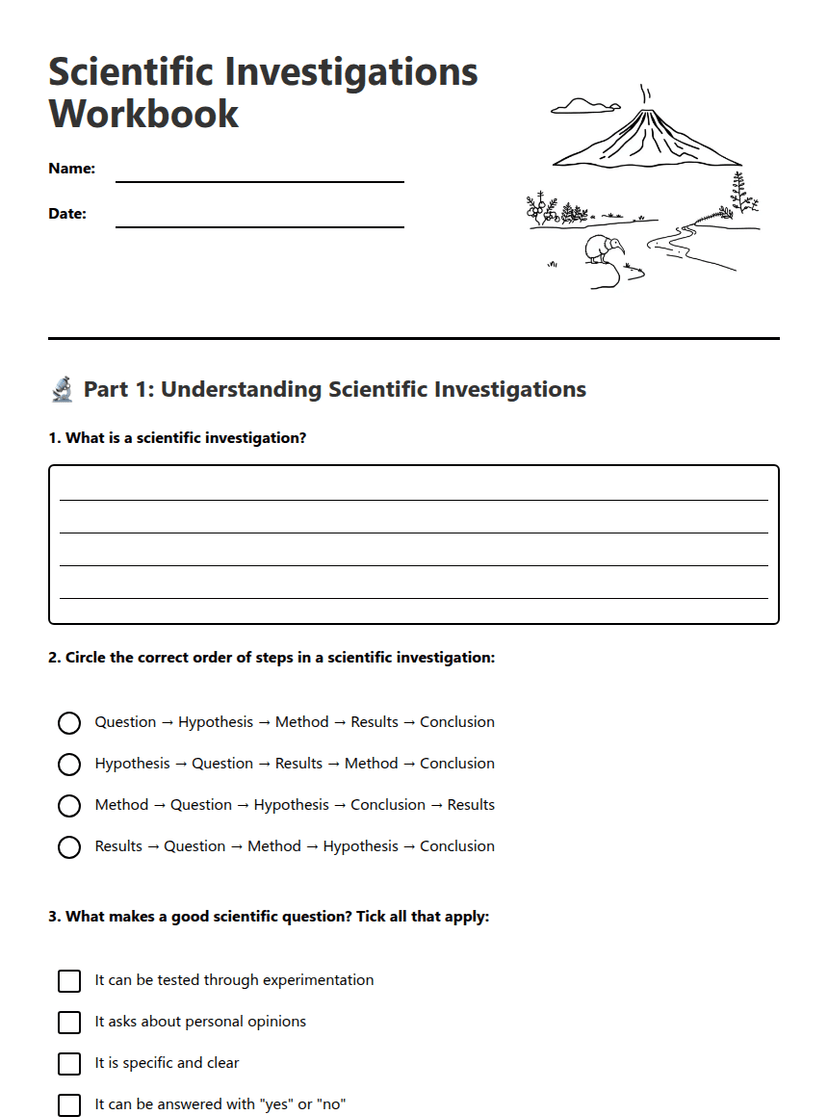 Scientific Investigations Workbook