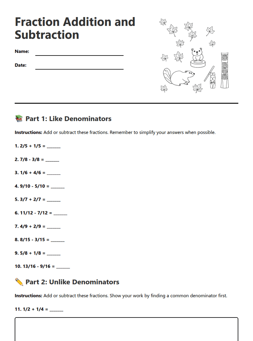 Fraction Addition and Subtraction