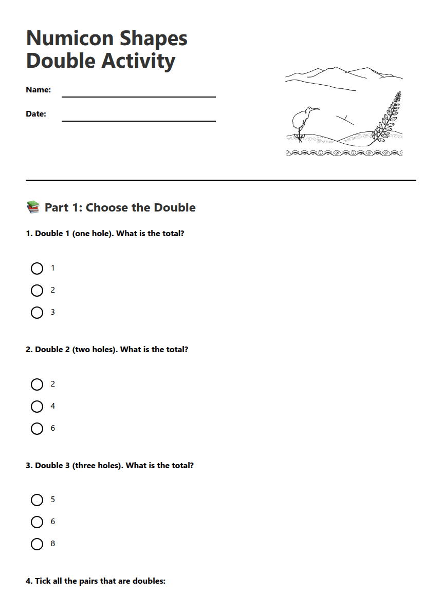 Numicon Shapes Double Activity worksheet preview