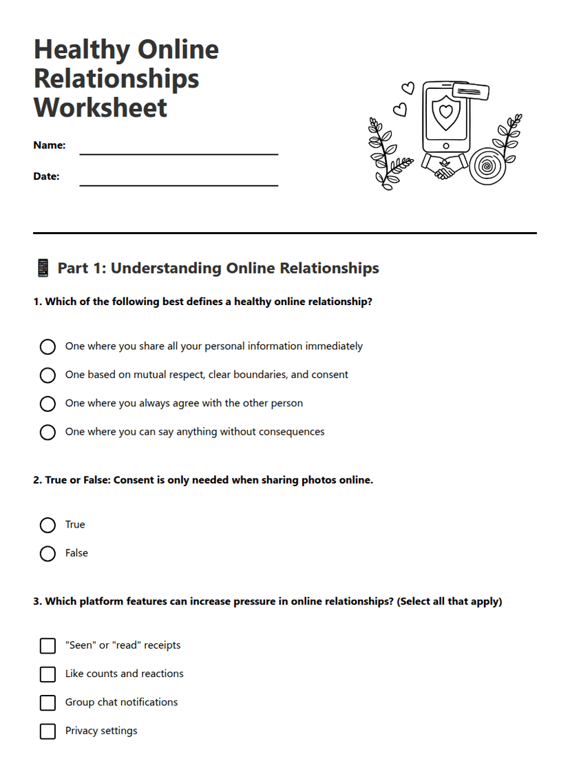 Healthy Online Relationships Worksheet