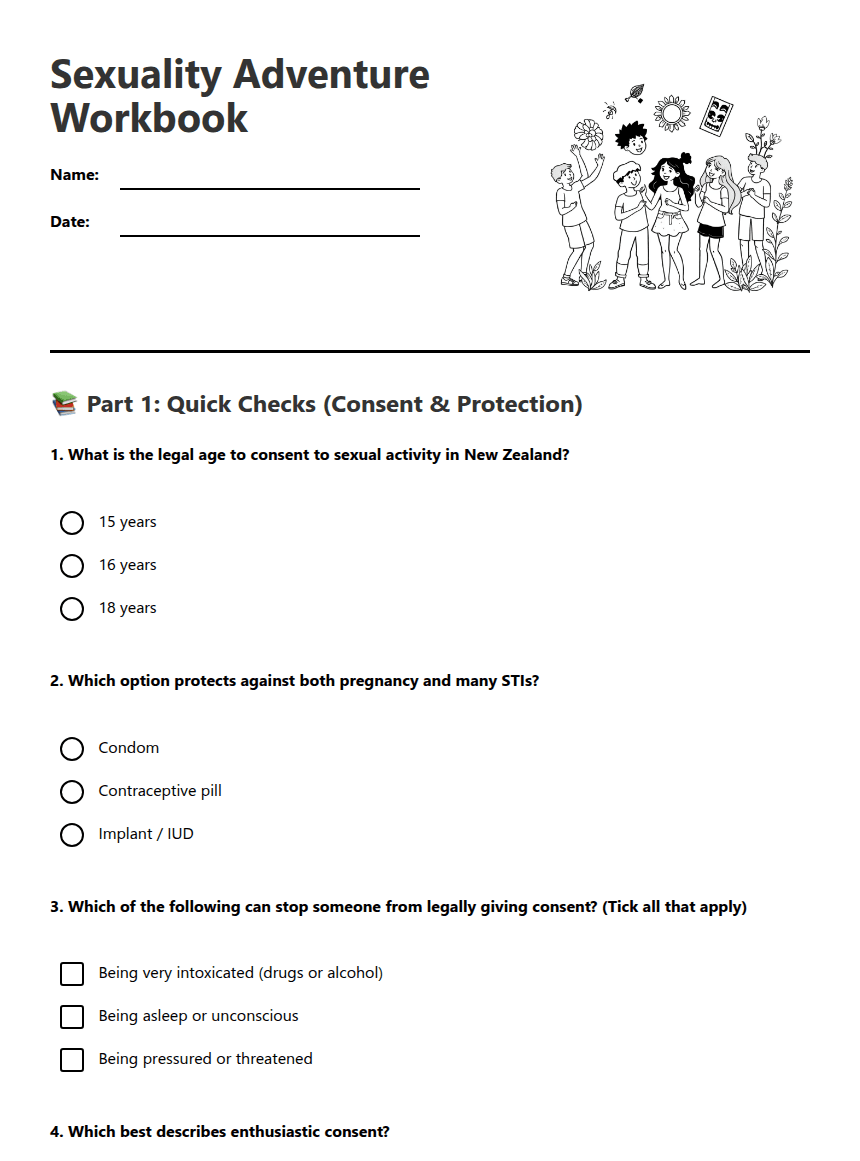 Sexuality Adventure Workbook worksheet preview