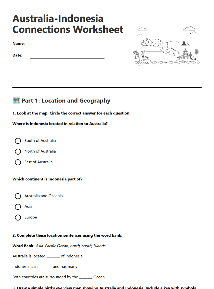 Australia-Indonesia Connections Worksheet