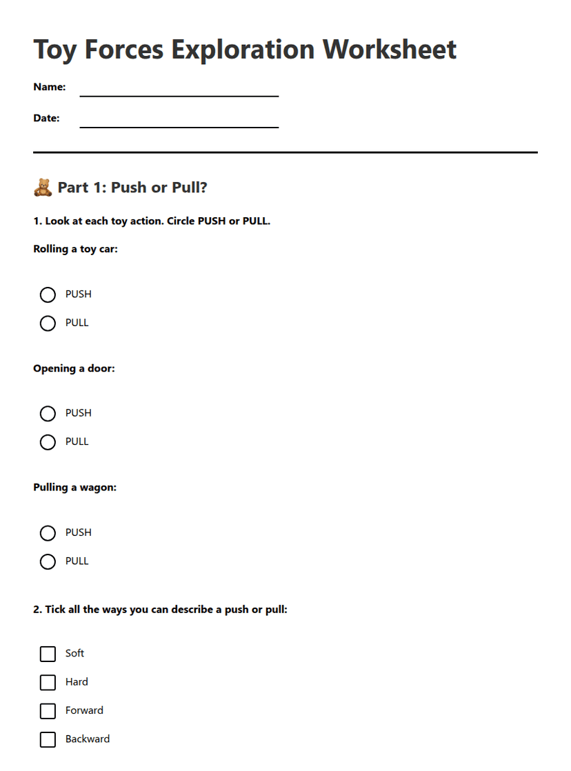 Toy Forces Exploration Worksheet