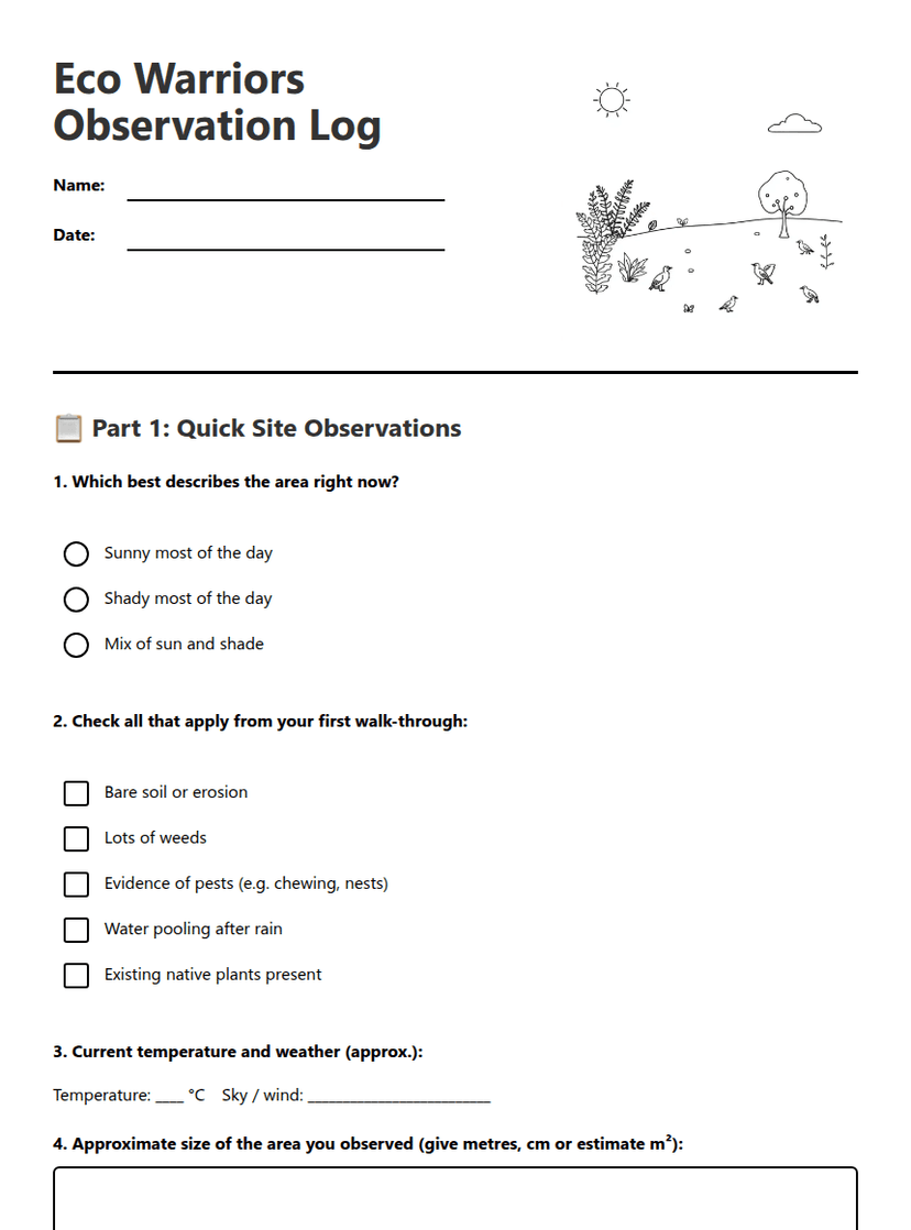 Eco Warriors Observation Log