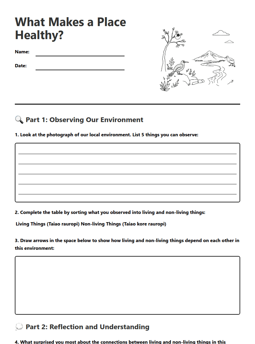 Healthy Places Exploration worksheet preview