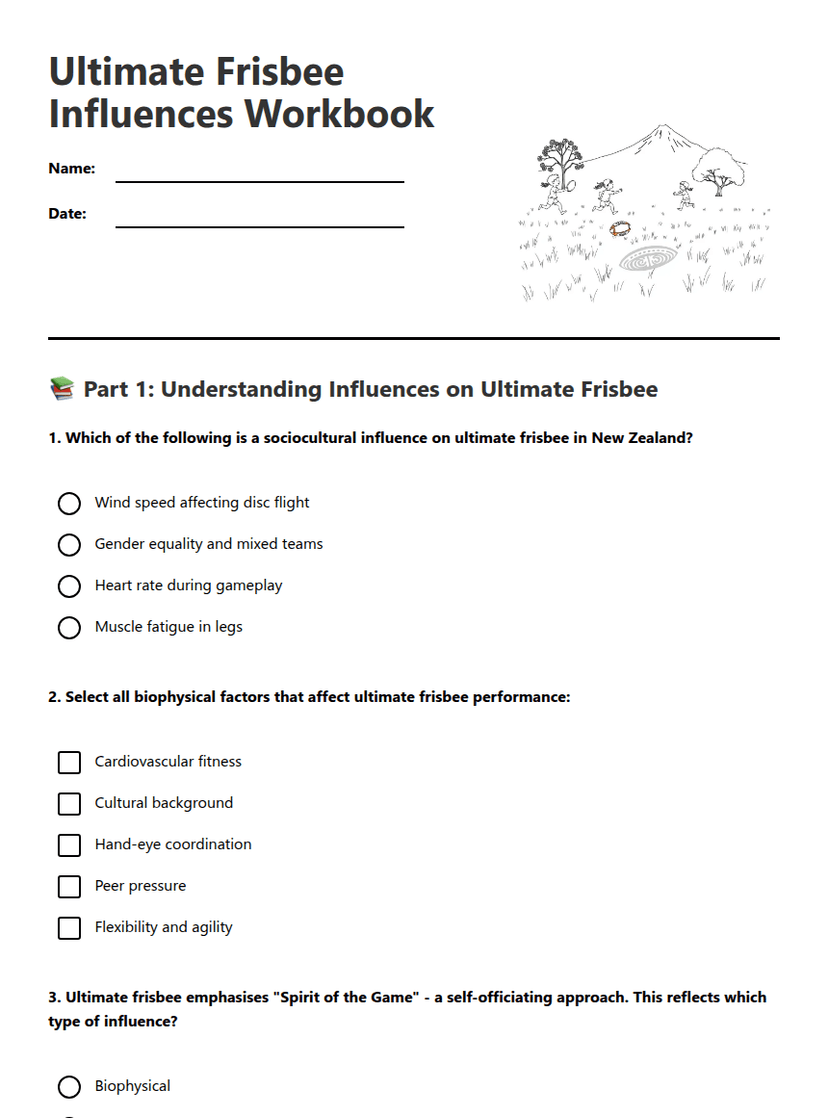 Ultimate Frisbee Influences Workbook