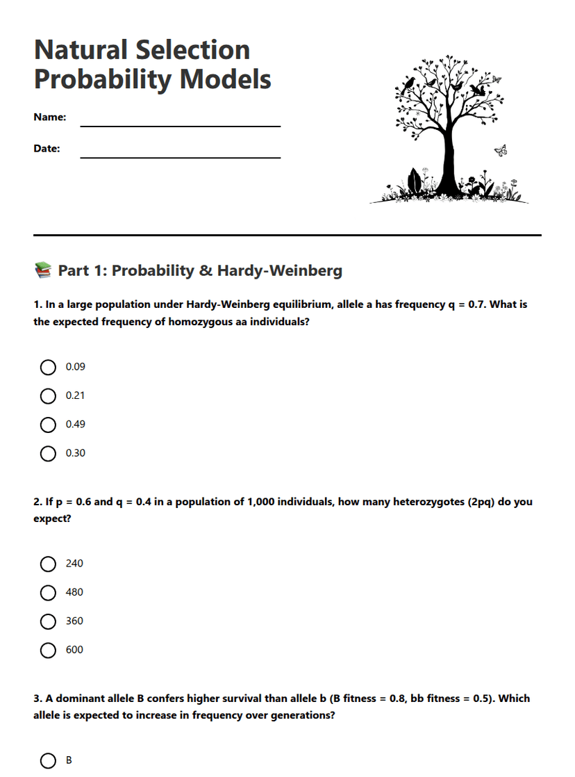 Natural Selection Probability Models