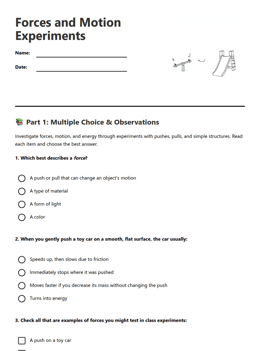 Forces and Motion Experiments