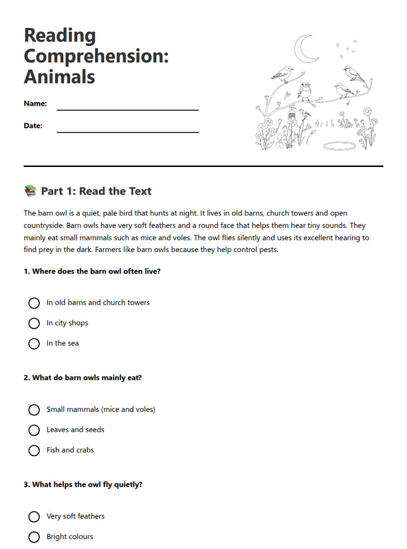 Reading Comprehension: Animals