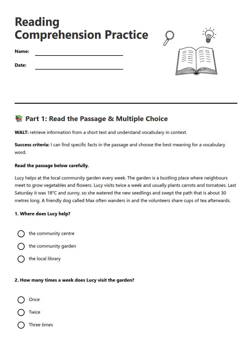 Reading Comprehension Practice