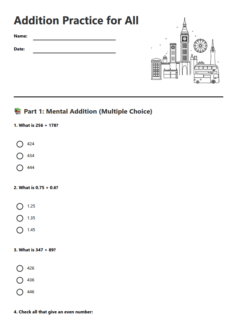 Addition Practice for All