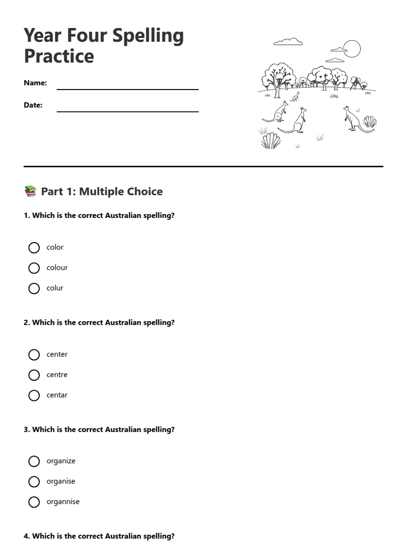 Year Four Spelling Practice