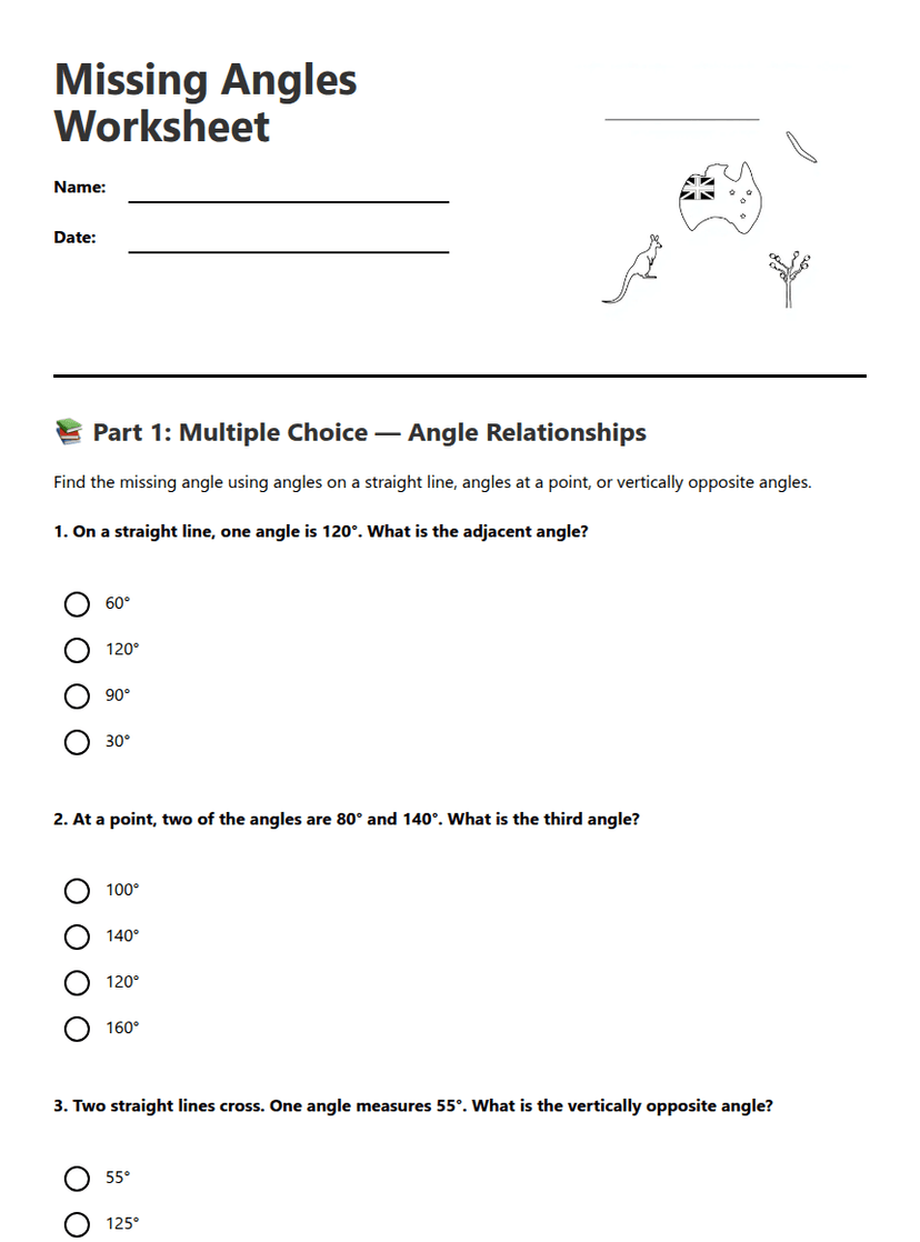 Missing Angles Worksheet
