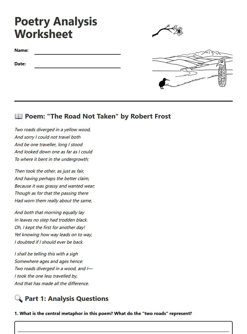 Poetry Analysis Worksheet